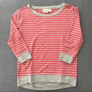 Loft 3/4 Sleeve Pink and Gray Stripped Shirt